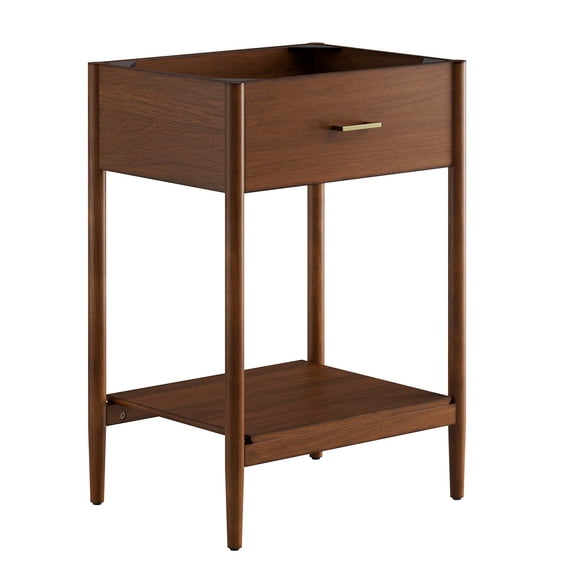 Vanity Cabinet (Sink not included), Walnut, Wood, Mid Century Hotel Bedroom Bathroom, Modern Contemporary HB36350