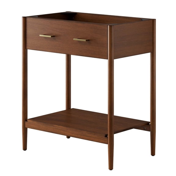 Vanity Cabinet (Sink not included), Walnut, Wood, Mid Century Hotel Bedroom Bathroom, Modern Contemporary HB36352