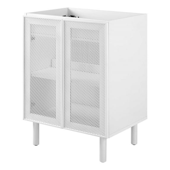 Vanity Cabinet (Sink not included), White, Metal, Mid Century Hotel Bedroom Bathroom, Modern Contemporary HB36539