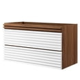 thumbnail image 1 of Vanity Cabinet (Sink not included), White Walnut, Wood, Mid Century Hotel Bedroom Bathroom, Modern Contemporary HB33340, 1 of 8