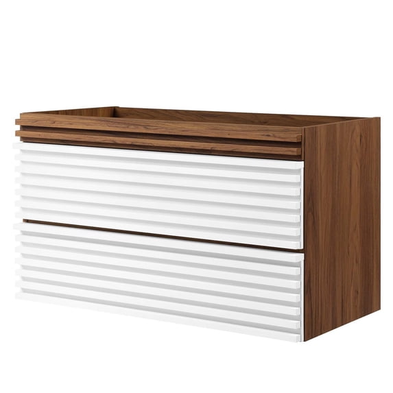 Vanity Cabinet (Sink not included), White Walnut, Wood, Mid Century Hotel Bedroom Bathroom, Modern Contemporary HB33340
