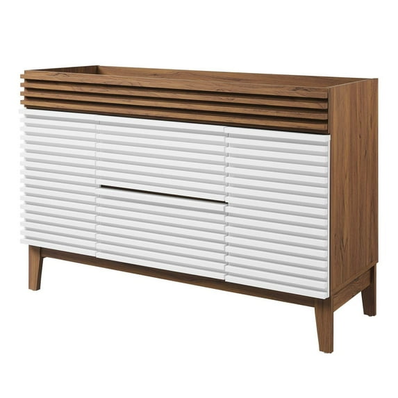 Vanity Cabinet (Sink not included), White Walnut, Wood, Mid Century Hotel Bedroom Bathroom, Modern Contemporary HB33352