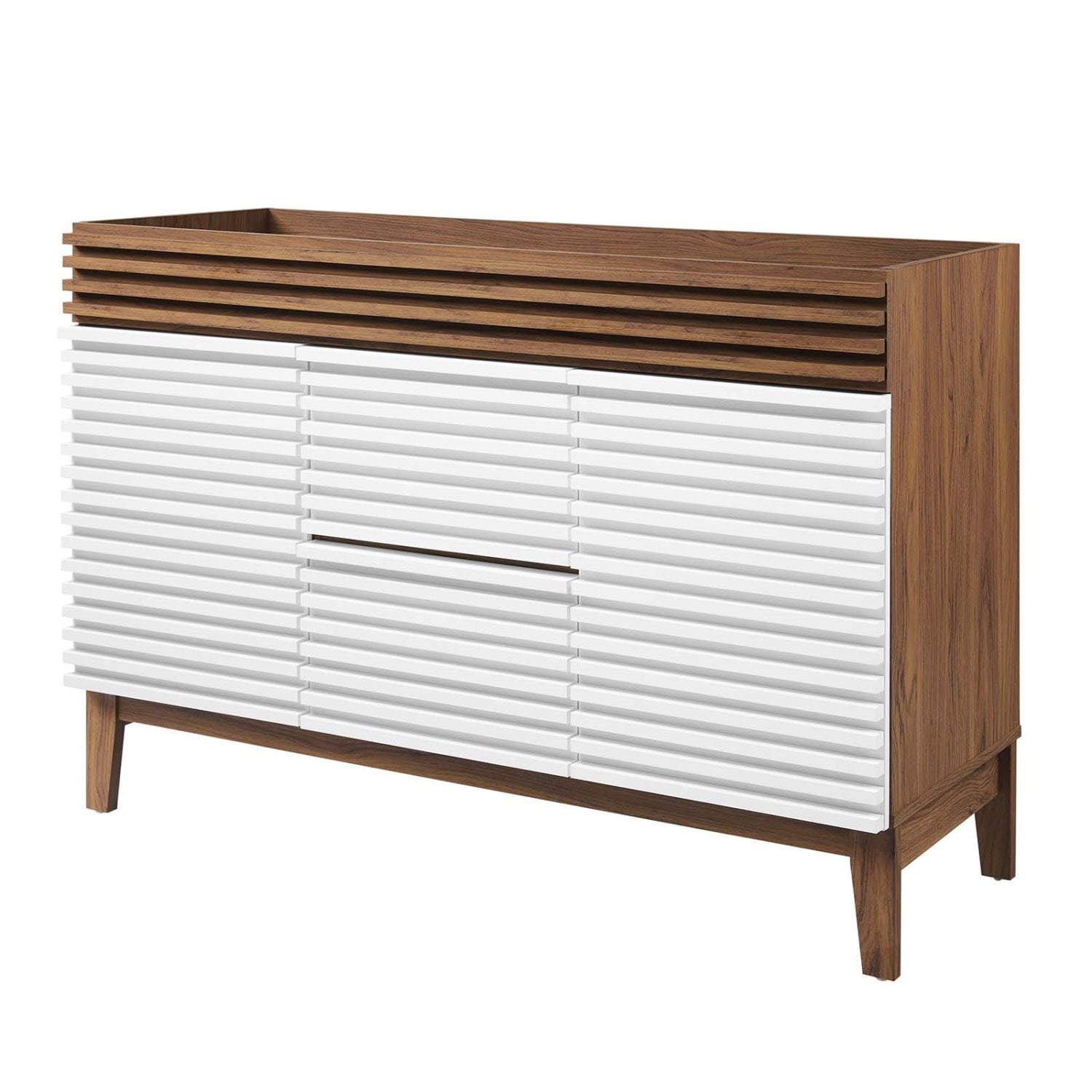 Render 47" White Walnut Mid-Century Modern Bathroom Vanity Base