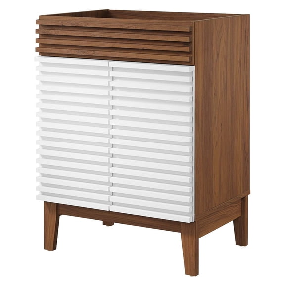 Vanity Cabinet (Sink not included), White Walnut, Wood, Mid Century Hotel Bedroom Bathroom, Modern Contemporary HB33438