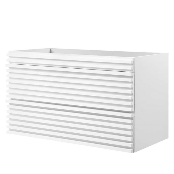 Vanity Cabinet (Sink not included), White, Wood, Mid Century Hotel Bedroom Bathroom, Modern Contemporary HB33339