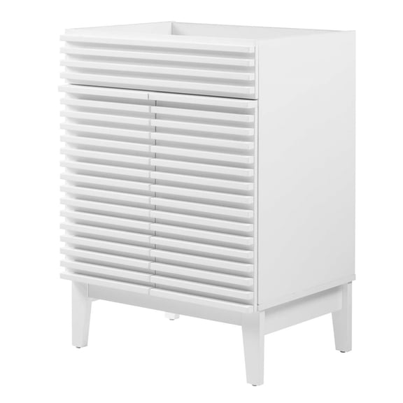 Vanity Cabinet (Sink not included), White, Wood, Mid Century Hotel Bedroom Bathroom, Modern Contemporary HB33437