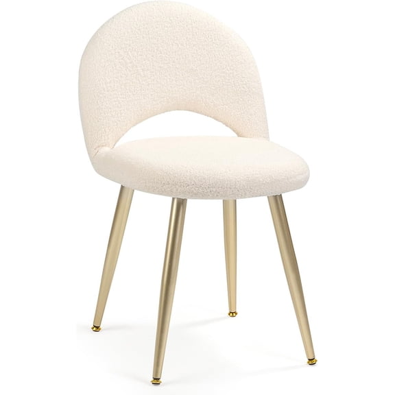 Vanity Chair with Adjustable Backrest Sherpa Makeup Stool Armless Multifunction Chair for Dressing Home Office Kitchen Dinning Room and Living Room(Adjustable Backrest-Sherpa White)