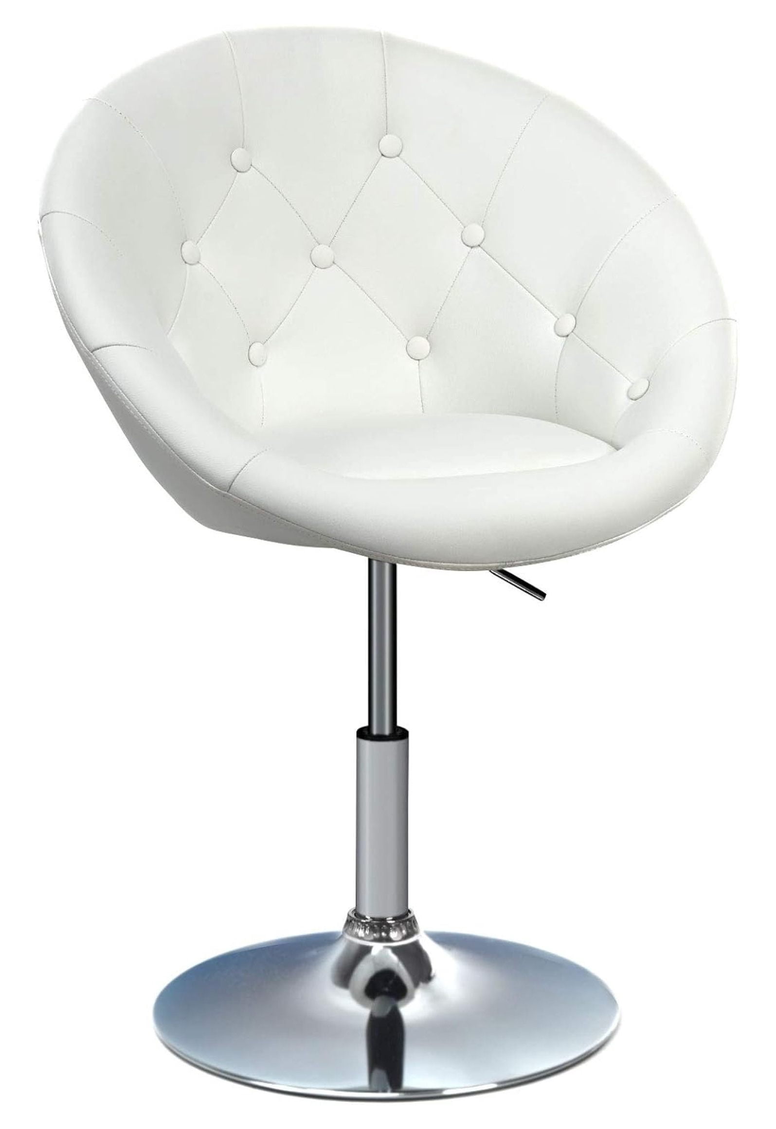 Vanity Chair, Swivel Bar Stools with Chrome Frame & Tufted Round-Back ...