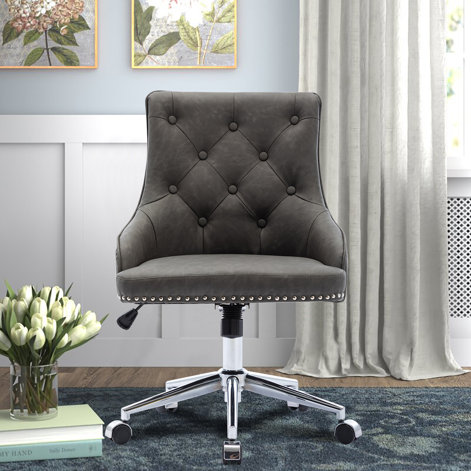 Vanity Chair with Wheels, Ergonomic Desk Chair Vanity Chair with Wheels