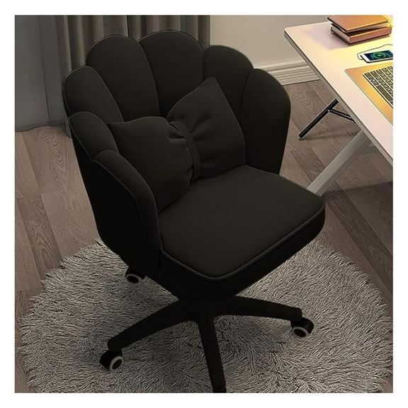 Vanity Chair with Wheels Velvet Petal Desk Chair Upholstered Tufted Home Office Chair for Women Girls, Height Adjustable Makeup Task Chair for Bedroom Living Room