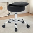 thumbnail image 1 of Vanity Chair with Wheels: Adjustable Vanity Stool with Storage, Swivel, Black, 1 of 14