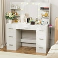 Vanity Desk with LED Lighted Mirror&Power Outlet 3 Model Lights Makeup