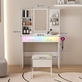 thumbnail image 1 of Vanity Desk with LED Lights Mirror & Power Outlet,Vanity Table Set with Storage Drawers & Chair, 3 Lighting Modes & Led RGB Adjustable Brightness, Dressing Table for Women Girls Bedroom, White RR, 1 of 4