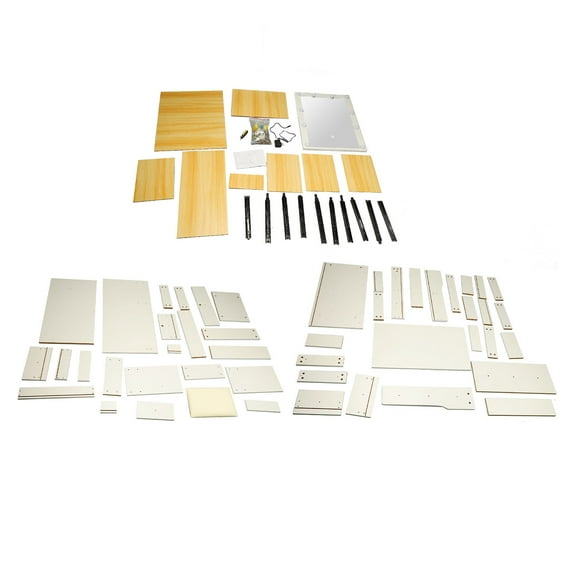 Vanity Desk, Lighting Mirror US Plug 100 To 240V Cream Dressing Table With Drawers For Bedroom