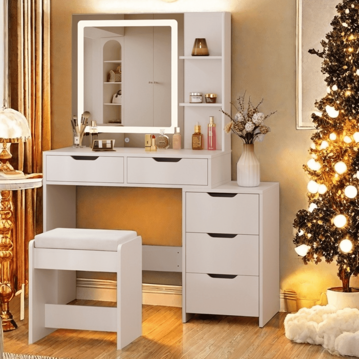 グランドセイコー セール Vanity Lofka Desk Large Drawers, and Light Mirror, with キッズ・ファミリー