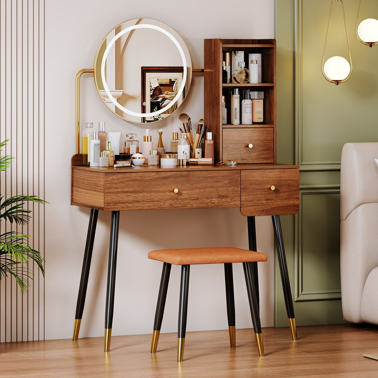 Vanity set with touch screen dimming mirror discount
