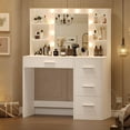 Vanity Desk, Makeup Vanity with 10 LED Lights & 4 Drawers, Brightness