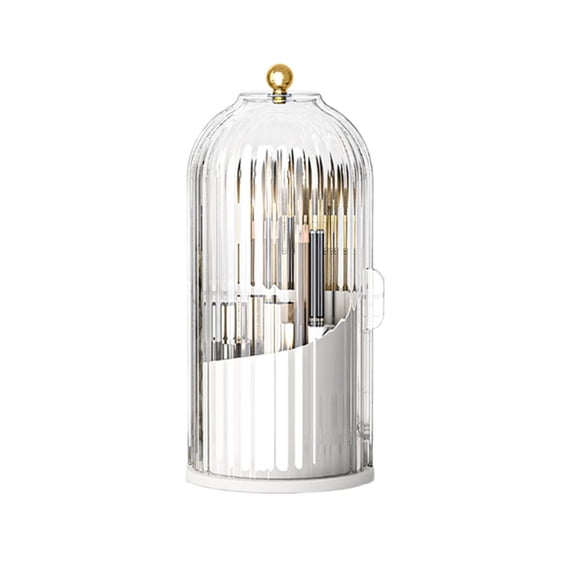 Vanity Desk Makeup Storage Rotating Organizer with Protective Cover for Office Pen Holder for Desk