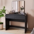 thumbnail image 1 of Vanity Desk, Makeup Vanity Desk with 2 Drawers and Storage Desktop Space, Modern Makeup Vanity Dressing Table with Curved Profile Design, Black Makeup Computer Writing Desk for Home Office Bedroom, 1 of 7