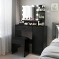thumbnail image 1 of Vanity Desk with Mirror and Lights 36 Inch Wide, Makeup Vanity with Drawer & Storage Cabinet, 3 Adjustable Lighting Colors, Makeup Desk with Open Shelves and Stool for Dressing Room, 1 of 7