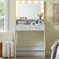 thumbnail image 1 of Vanity Desk with Mirror and Lights, Dressing Table with Large Drawer, 2 Level Storage Dresser & 3 Lighting Modes Adjustable Brightness, Suitable for Bedroom, 1 of 8