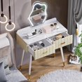 Vanity Desk with Mirror and Lights Makeup Vanity Table with 2 Drawers