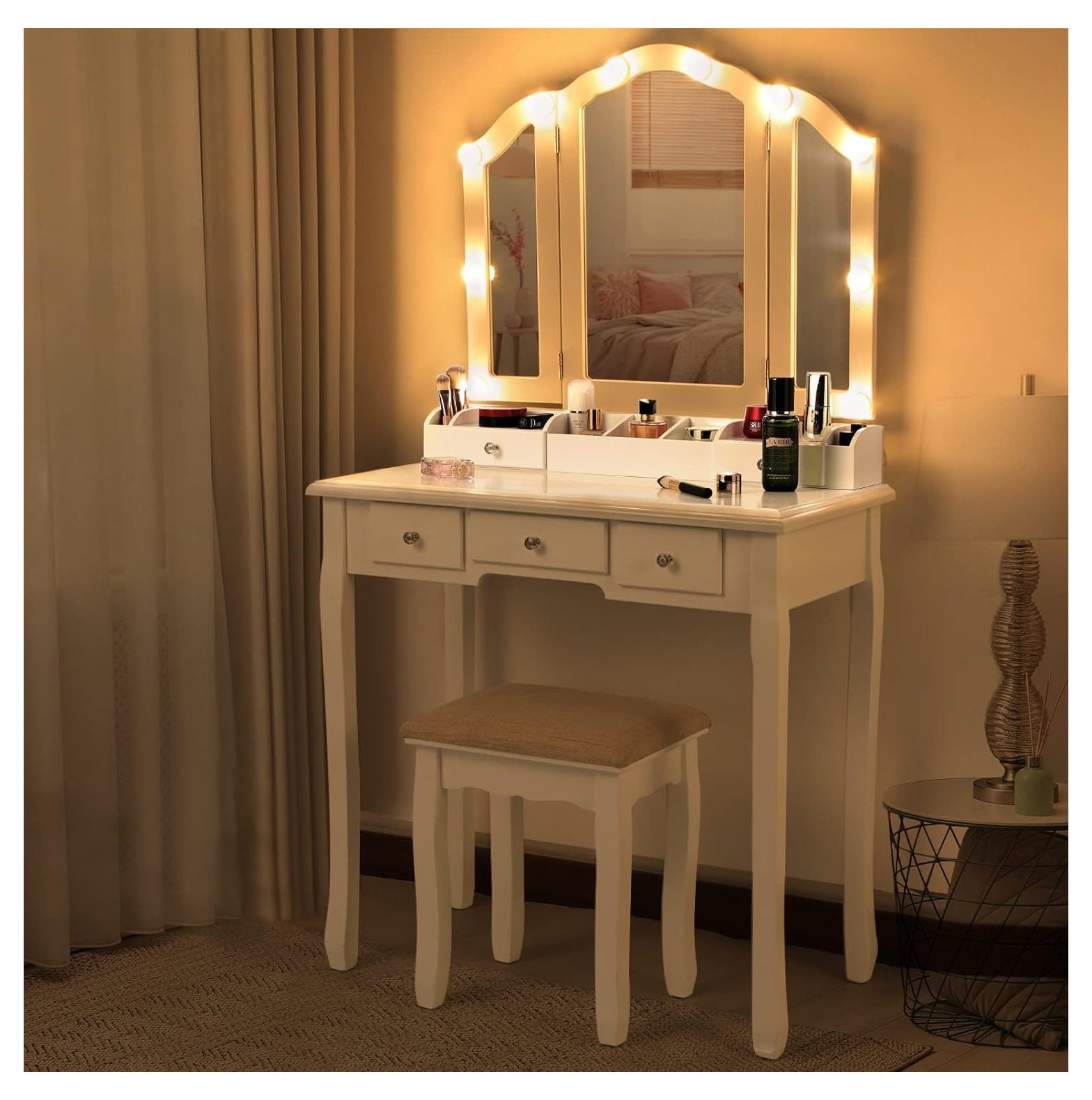 Vanity Desk with Mirror and Lights Makeup Vanity with Lights and Tri 