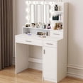 thumbnail image 1 of Vanity Desk with Mirror&Lights,Makeup Vanity Table with USB Power Outlet & Drawer & Storage Shelves, Cabinet,Dressing Table for Teen Girls & Adults,Compact Vanity Set for Bedroom, 1 of 9