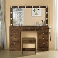 Vanity Desk with Power Outlet, Makeup Vanity with Mirror and 12 LED