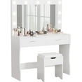 Vanity Desk Set with Large Lighted Mirror, 35.4 Inch Makeup Vanity