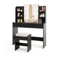 thumbnail image 1 of Vanity Desk Set with Mirror and Lights, Makeup Vanity Table with 2 Large Drawers& Charging Station, Modern Vanity Dressing Table with Stool for Bedroom, Black, 1 of 7