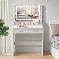 thumbnail image 1 of Vanity Desk with LED Mirror, Bedroom Makeup Table with 2 Large Drawers, White, 1 of 11