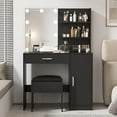Vanity Desk with Lighted Mirror & Power Strip Vanity Table with Lights