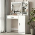 thumbnail image 1 of Vanity Desk with Mirror & Light,Large Makeup Vanity Table Dressing Table,3 Lighting Modes Adjustable Brightness for Bedroom,White, 1 of 6