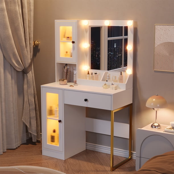 elegant dressing table with mirror Exclusive Dressing Table & Hollywood Mirror | Dressing Table main image 1