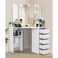 thumbnail image 1 of Vanity Desk with Mirror & Lights, White Makeup Desk with 5 Drawers, Corner Vanity Dressing Table for Bedroom Woman Girls, 1 of 7