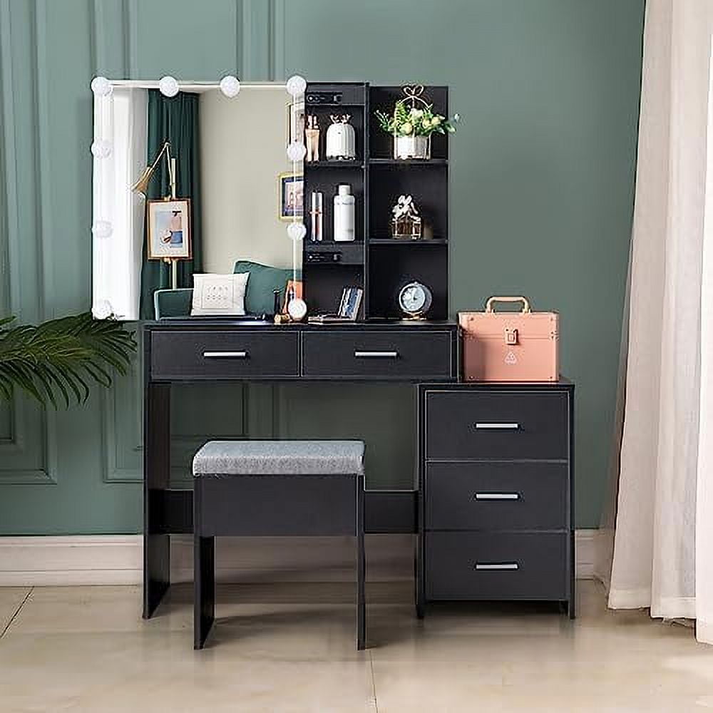 Vanity Desk with Sliding Mirror and Lights 3 Colour Light Modes 5 ...