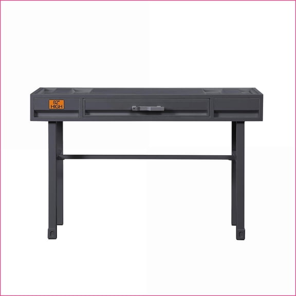 Vanity Desks, Modern Industrial Gunmetal Vanity with Storage Drawer | Metal Frame | Gunmetal Finish