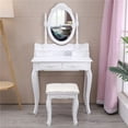 thumbnail image 1 of Vanity Dressing Table Jewelry w/Stool Makeup Set Dreser Desk w/Mirror & 4 Drawer, 1 of 10