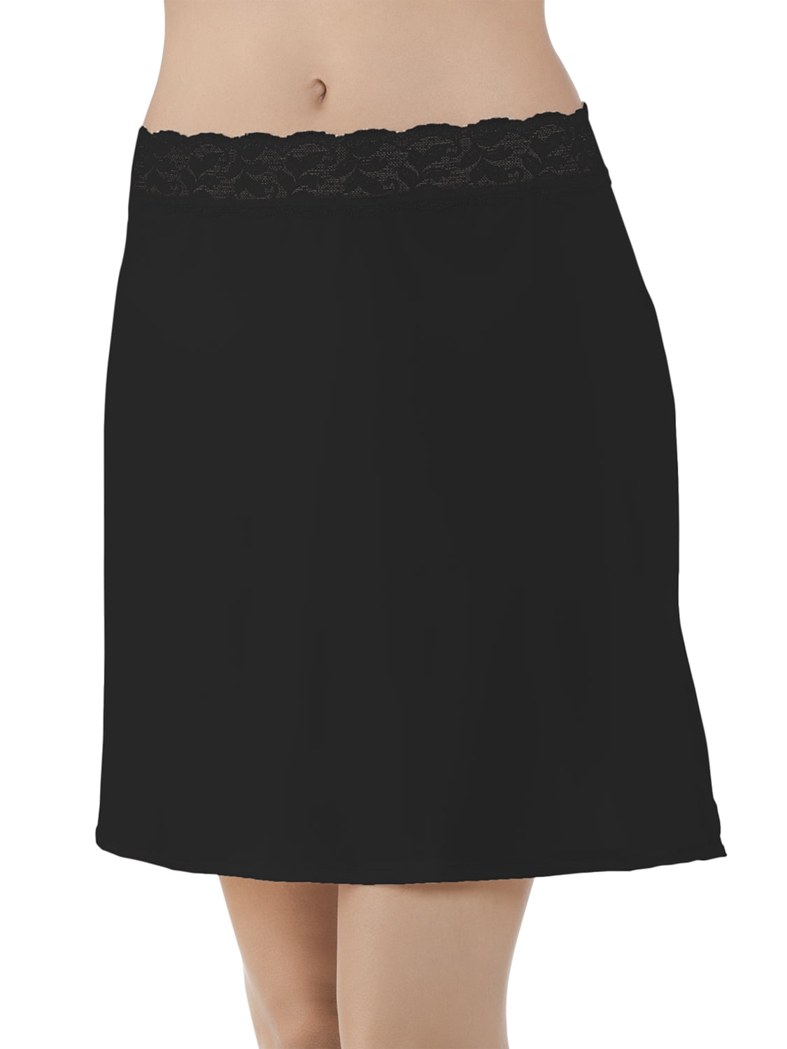 Women's Vanity Fair 1107224 24 Inch Half Slip with Lace (Mid Black L