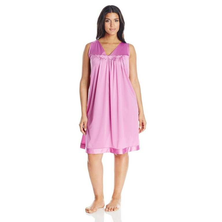Vanity Fair Coloratura Women s Plus Size Short Nightgown 1X Impatient Pink Walmart