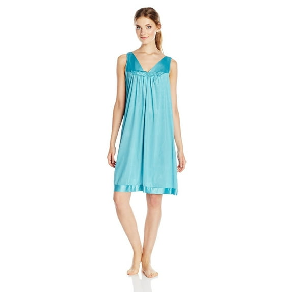 Vanity Fair Coloratura Women`s Short Nightgown, M, Mermaid Teal