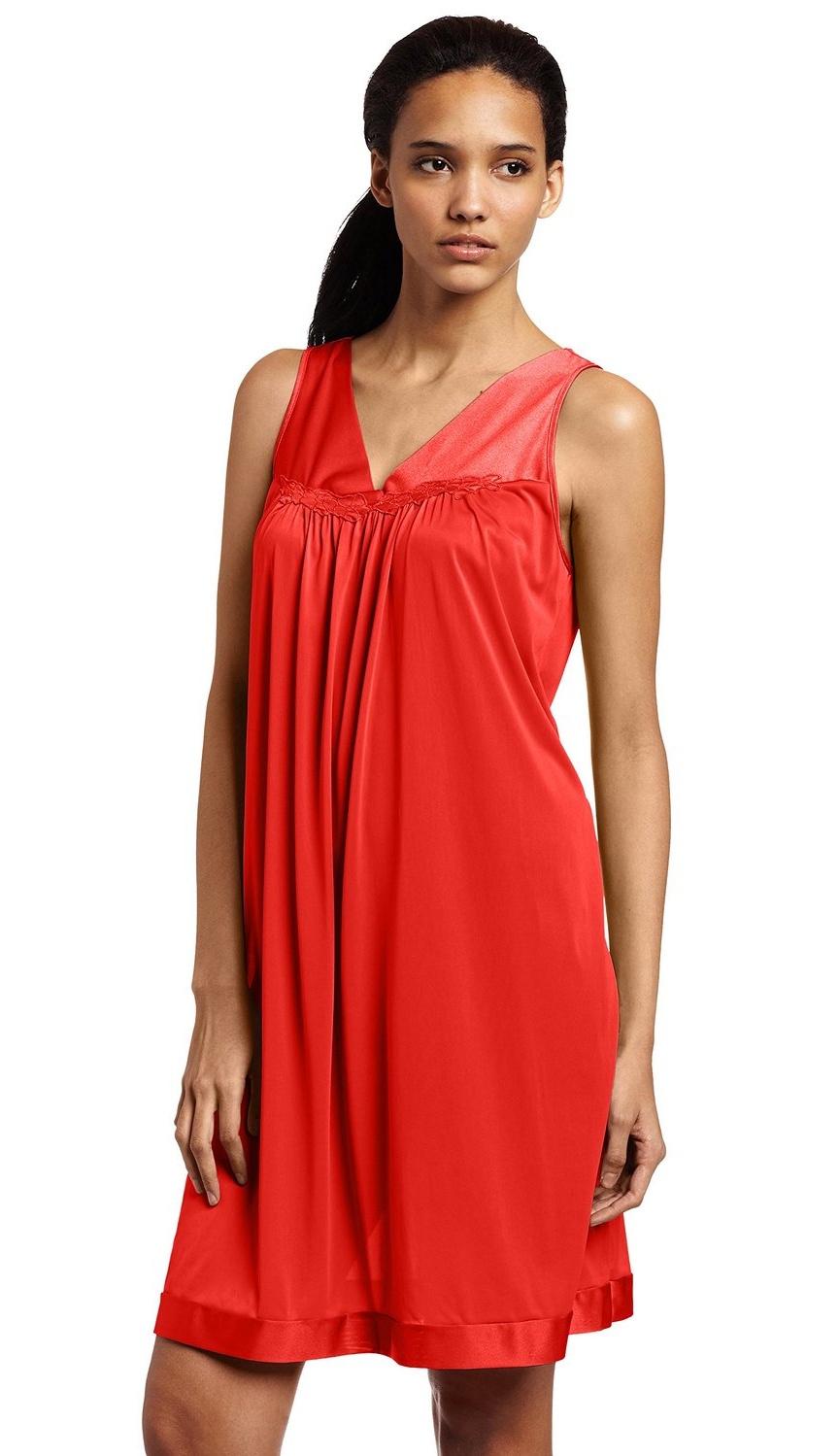 Vanity Fair Coloratura Women s Short Nightgown S Cha Ching Cherry Walmart