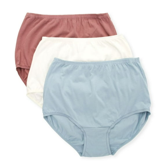 Vanity Fair Cotton Briefs Size 7, 3 Pack, Mist, Plum and Coconut (Women's)