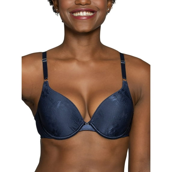 Vanity Fair Ego Boost, Adds Up to One Full Cup Size, Underwire Push Up Bras for Women, Ghost Navy, 38C