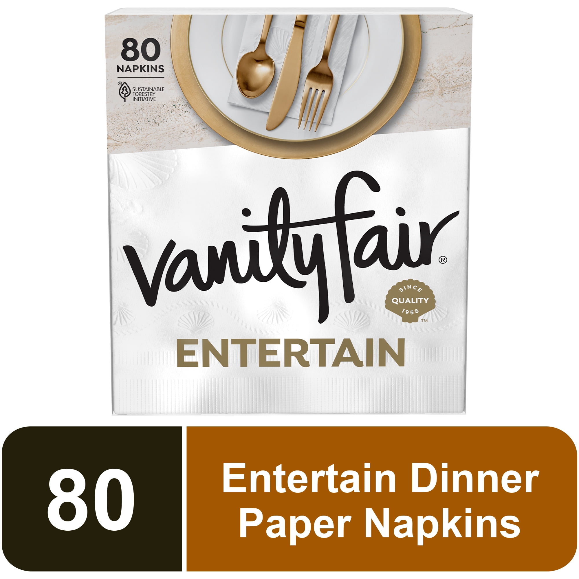Vanity Fair Entertain 8.5 in x 7.5 in 3-Ply White Napkins (80 Count)