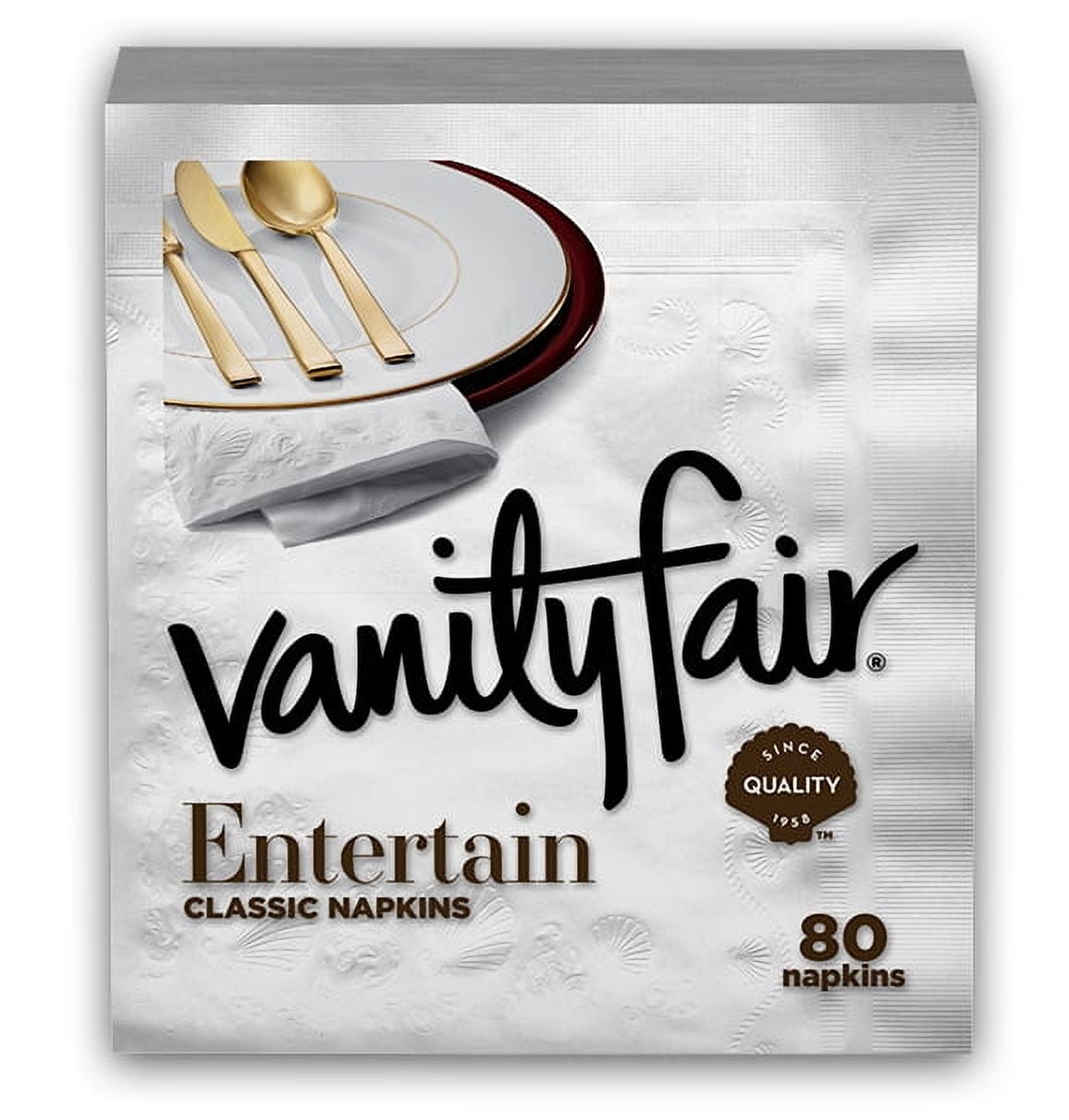 Vanity Fair Entertain Paper Napkins, 3-ply White, 80ct