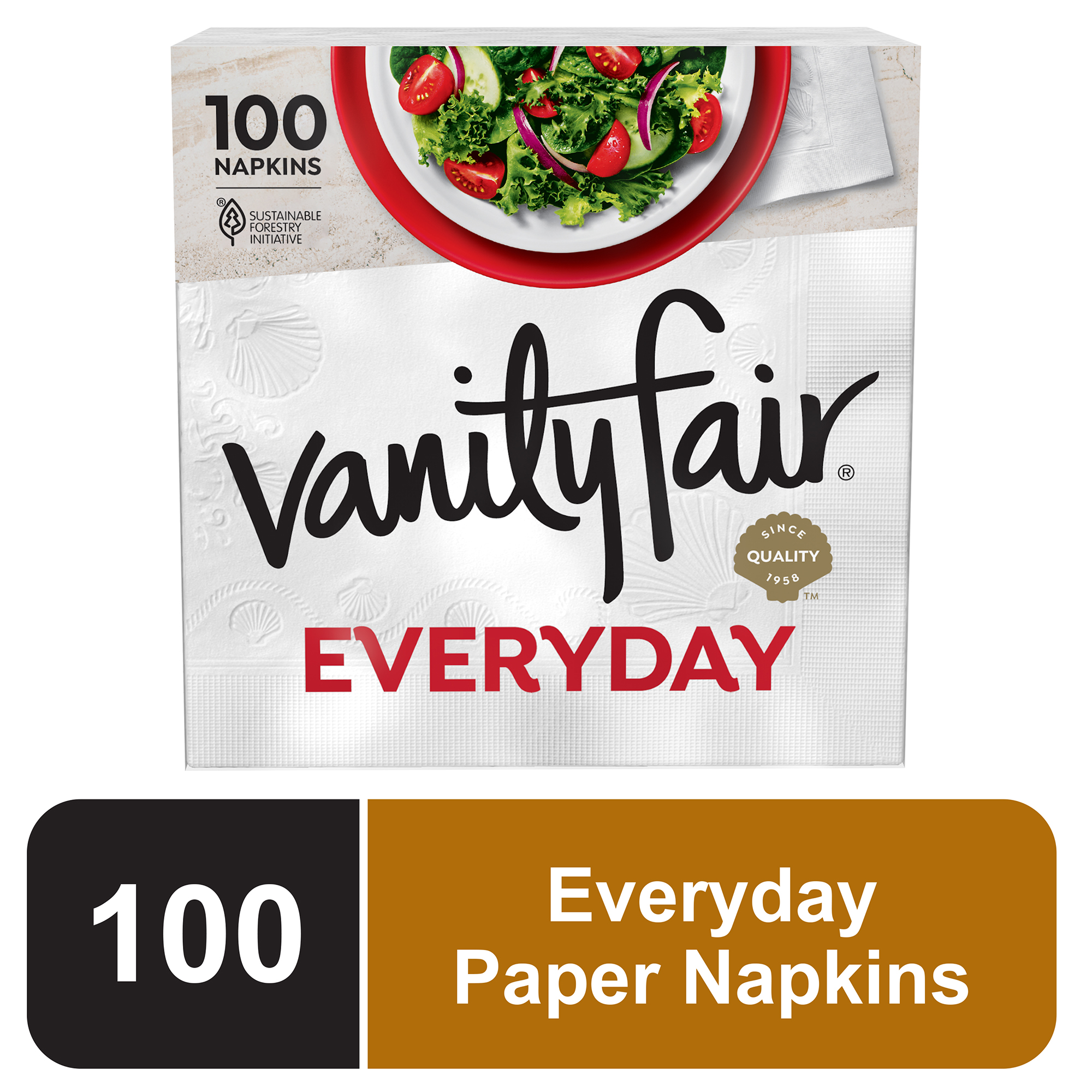 Vanity Fair Everyday Disposable Paper Napkins, White, 100 Count - image 1 of 14
