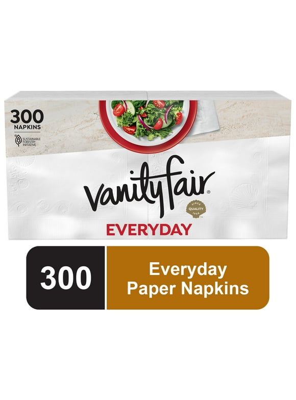Vanity Fair Everyday Disposable Paper Napkins, White, 300 Count