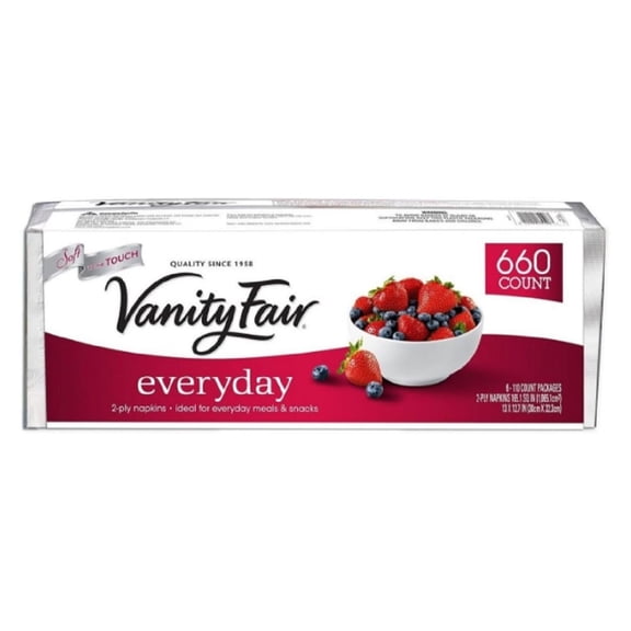 Vanity Fair Everyday Napkins, Disposable White Paper Napkins, 660 Count